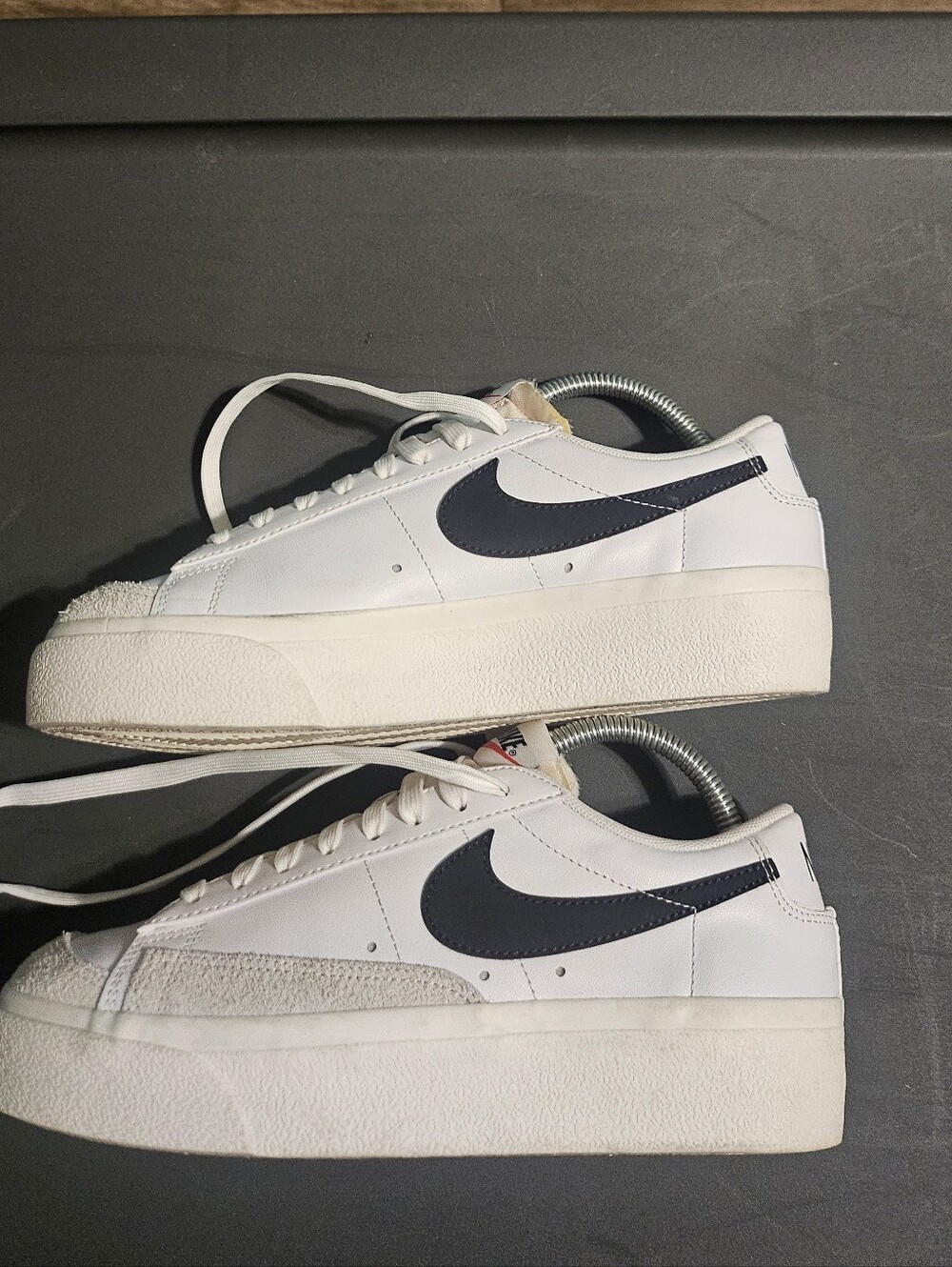 Nike Women's White Sneakers with Black Swoosh Platform